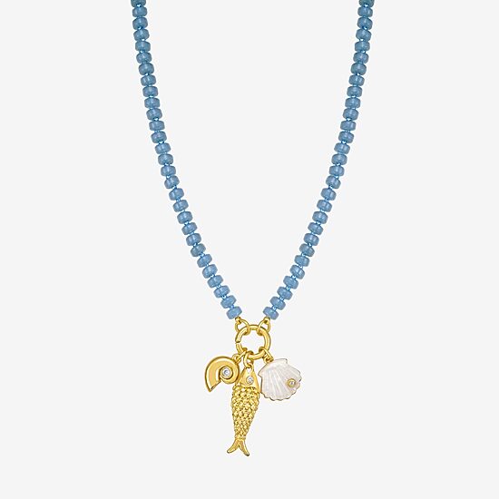 Rebecca Minkoff Womens 14K Gold Over Brass 18 Inch Beaded Necklace