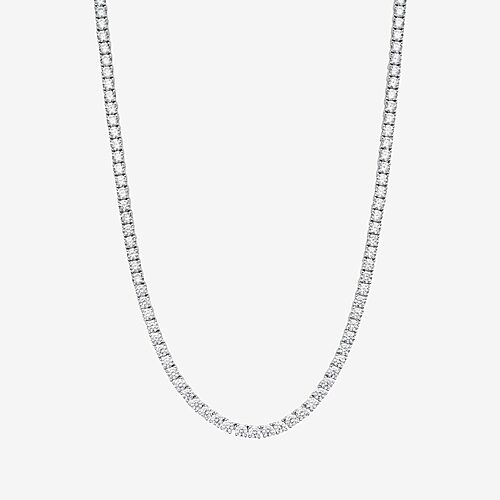 Rebecca Minkoff Womens White Cubic Zirconia 18 Inch Tennis Necklace In Silver