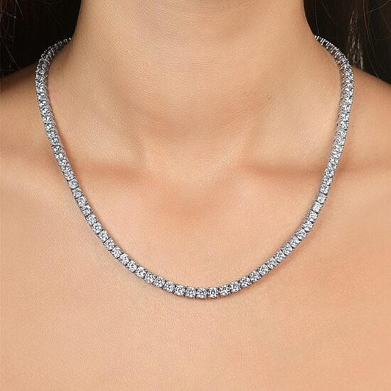 Rebecca Minkoff Womens White Cubic Zirconia 18 Inch Tennis Necklace