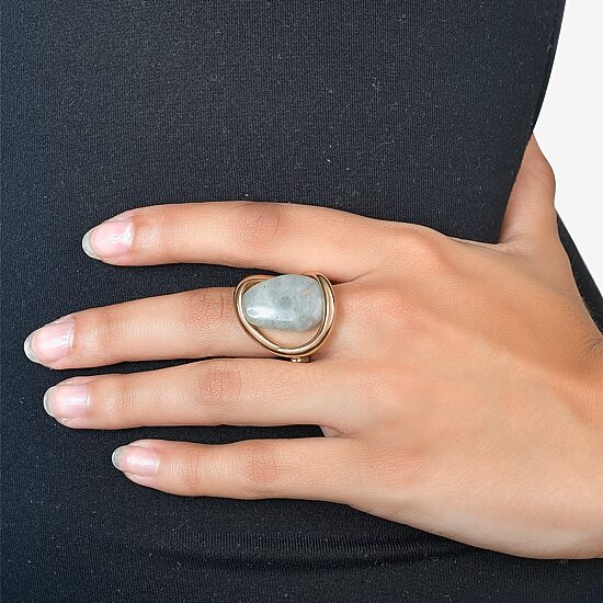 Rebecca Minkoff Womens Agate 14K Gold Over Brass Cocktail Ring