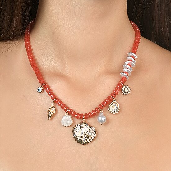 Rebecca Minkoff Womens 14K Gold Over Brass 16 Inch Beaded Necklace