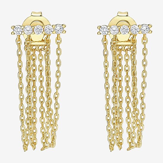 Rebecca Minkoff Womens White Cubic Zirconia 14K Gold Over Brass Drop Earrings