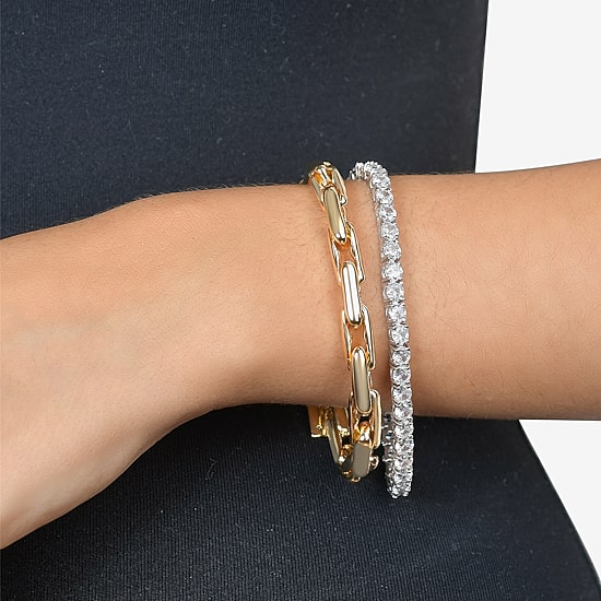 Rebecca Minkoff Diamond Accent Womens Cubic Zirconia 14K Gold Over Brass 7.5 Inch Tennis Bracelet