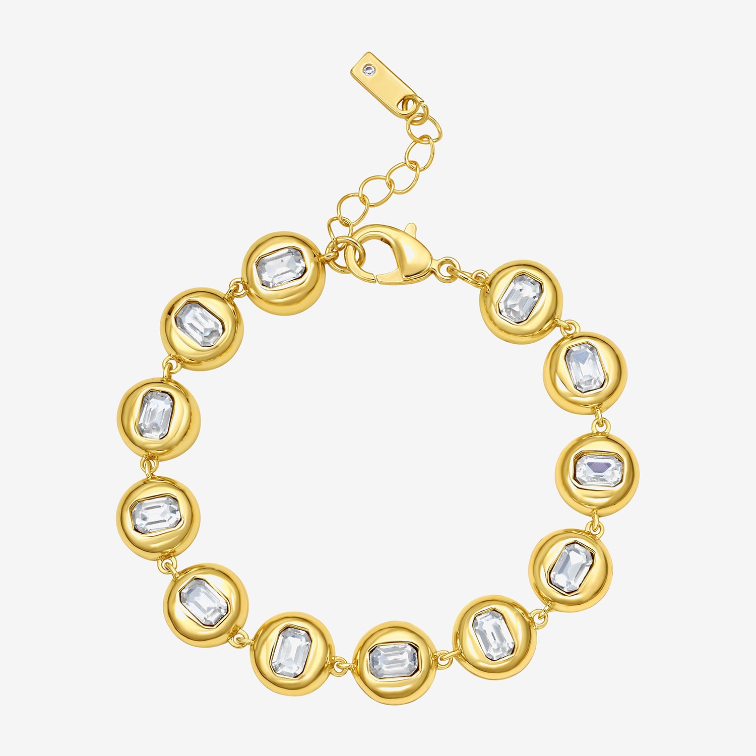 Rebecca Minkoff Womens Cubic Zirconia 14K Gold Over Brass 7.5 Inch Tennis Bracelet