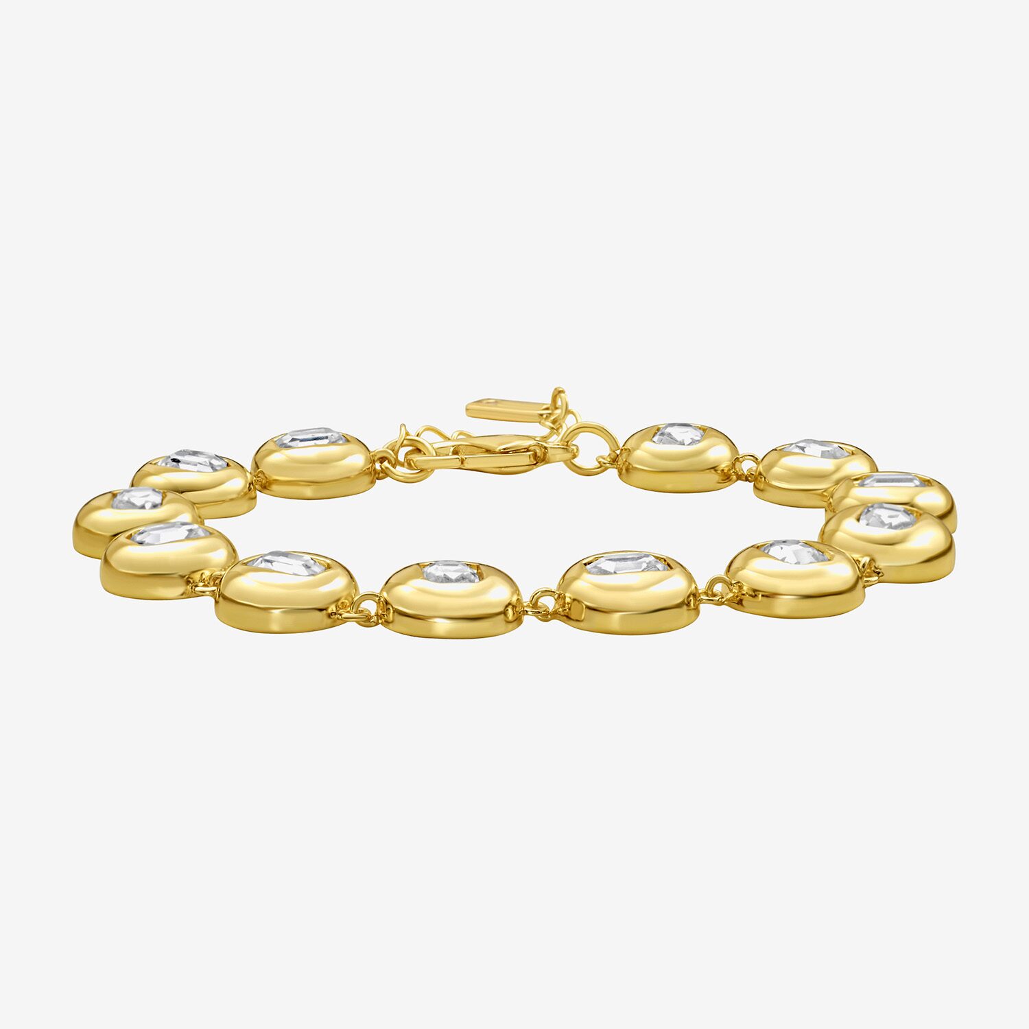 Rebecca Minkoff Womens Cubic Zirconia 14K Gold Over Brass 7.5 Inch Tennis Bracelet