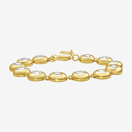 Rebecca Minkoff Womens Cubic Zirconia 14K Gold Over Brass 7.5 Inch Tennis Bracelet
