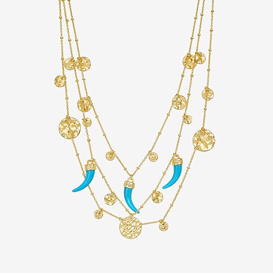 Rebecca Minkoff Womens 14K Gold Over Brass 16 Inch Pendant Necklace
