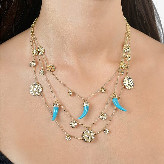 Rebecca Minkoff Womens 14K Gold Over Brass 16 Inch Pendant Necklace