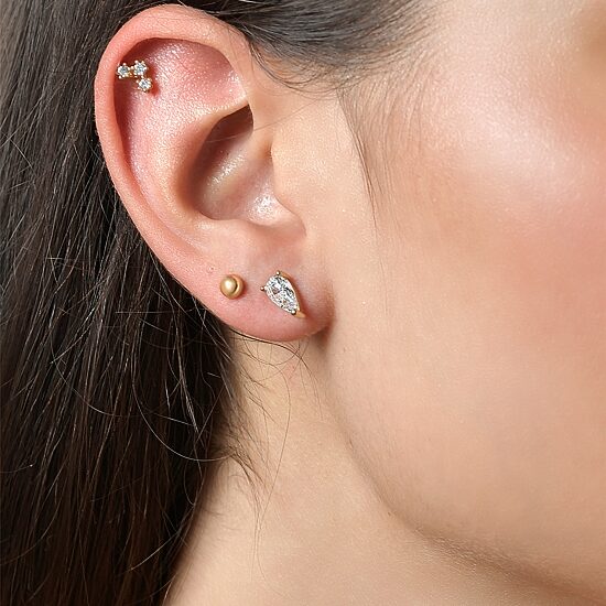 Rebecca Minkoff Womens White Cubic Zirconia 14K Gold Over Brass 6 Pair Earring Set