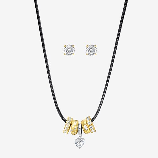Rebecca Minkoff Womens White Cubic Zirconia 2-pc. Pendant Necklace Set