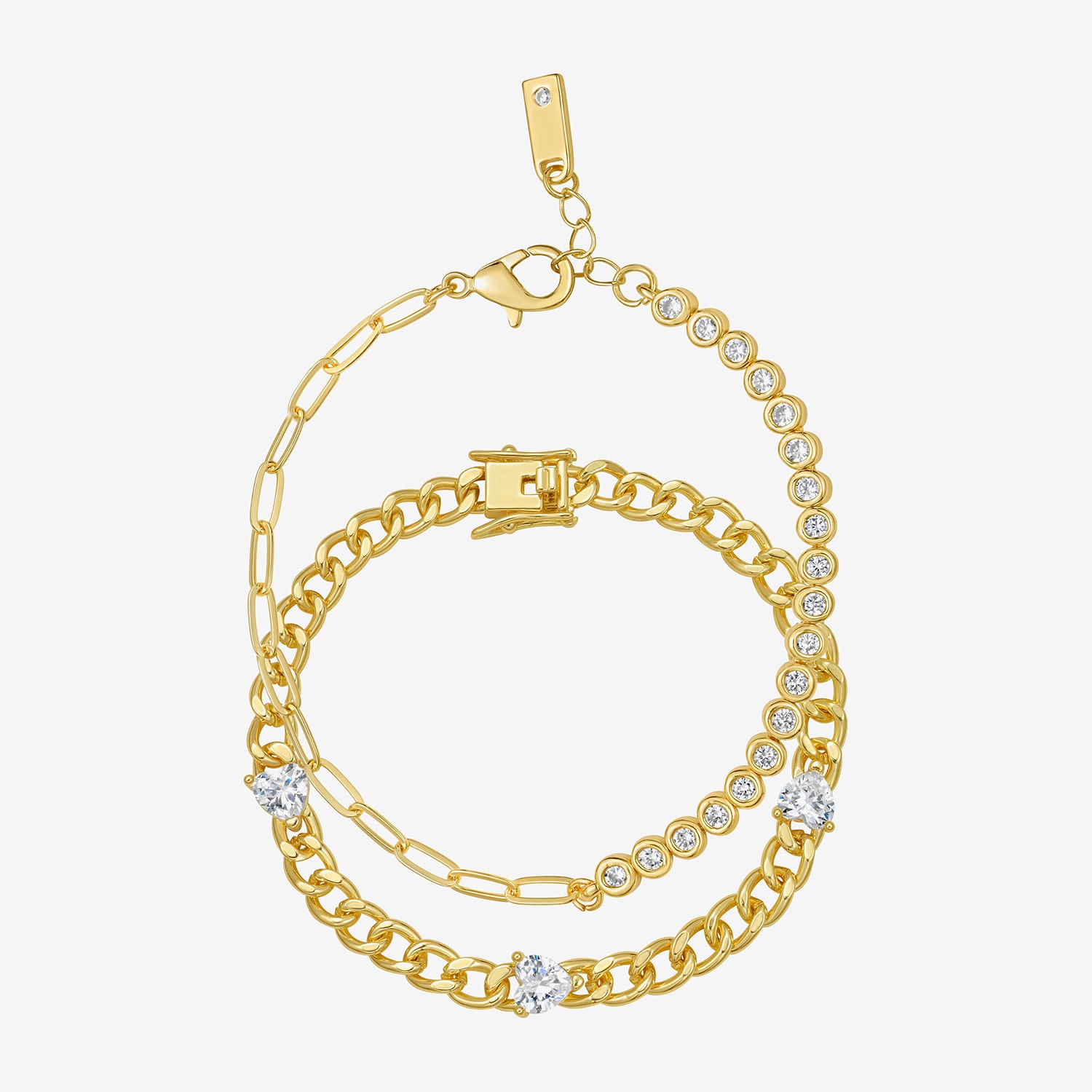Rebecca Minkoff Diamond Accent Womens 14K Gold Over Brass 7.5 Inch Solid Curb Chain Bracelet
