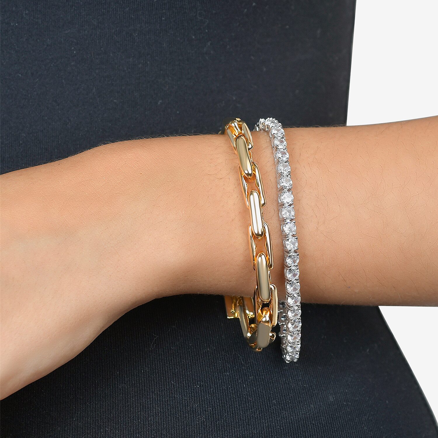 Rebecca Minkoff Infinite Gold Womens 14K Gold Over Brass Solid 7.5 Inch Link Bracelet