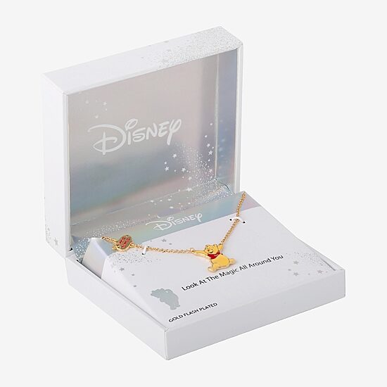 Disney Womens Crystal 18K Gold Over Brass Round 18 Inch Pendant Necklace