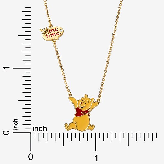 Disney Womens Crystal 18K Gold Over Brass Round 18 Inch Pendant Necklace