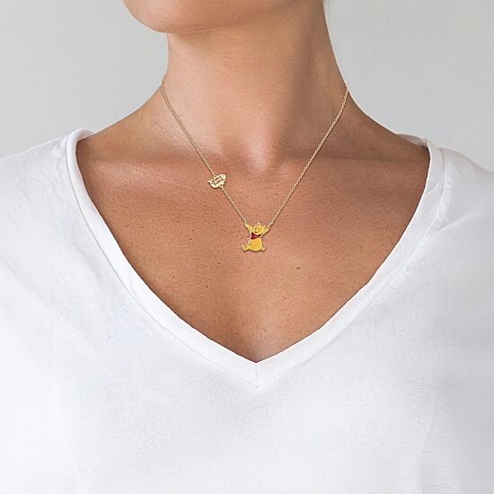 Disney Womens Crystal 18K Gold Over Brass Round 18 Inch Pendant Necklace