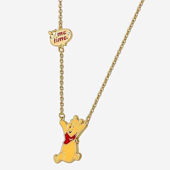 Disney Womens Crystal 18K Gold Over Brass Round 18 Inch Pendant Necklace