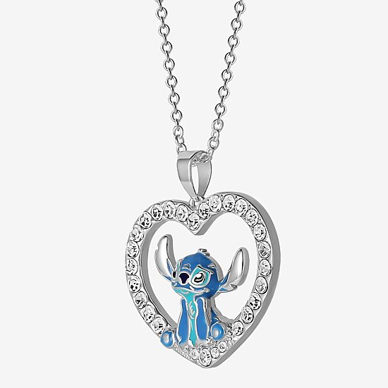 Disney Collection Womens Crystal Pure Silver Over Brass Round 18 Inch Pendant Necklace