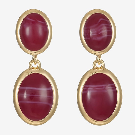 Monet Jewelry Womens Red Oval Hypoallergenic Drop Earrings