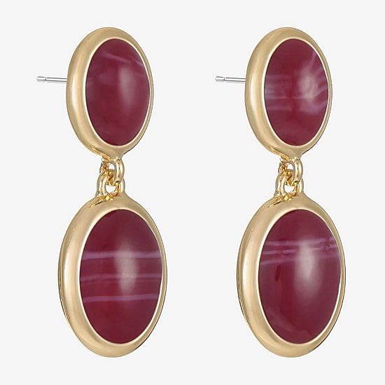 Monet Jewelry Womens Red Oval Hypoallergenic Drop Earrings