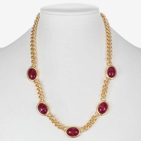 Monet Jewelry Womens Red 17 Inch Collar Necklace