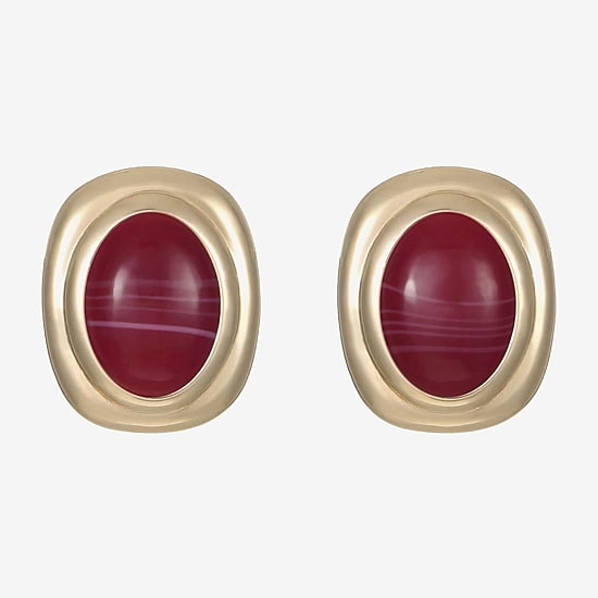 Monet Jewelry Red 23mm Oval Stud Earrings