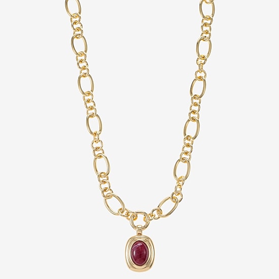 Monet Jewelry Womens Red Oval 18 Inch Pendant Necklace