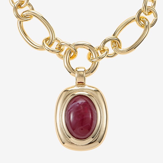 Monet Jewelry Womens Red Oval 18 Inch Pendant Necklace