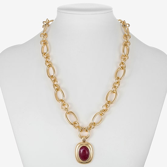 Monet Jewelry Womens Red Oval 18 Inch Pendant Necklace