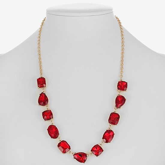 Monet Jewelry Womens Red 17 Inch Collar Necklace
