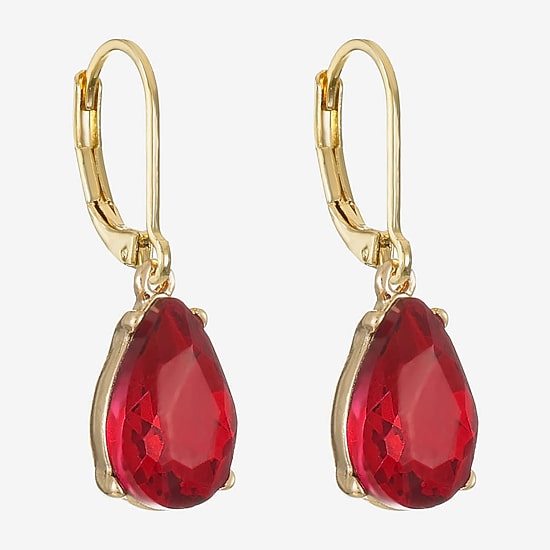 Monet Jewelry Womens Red Glass Drop Earrings