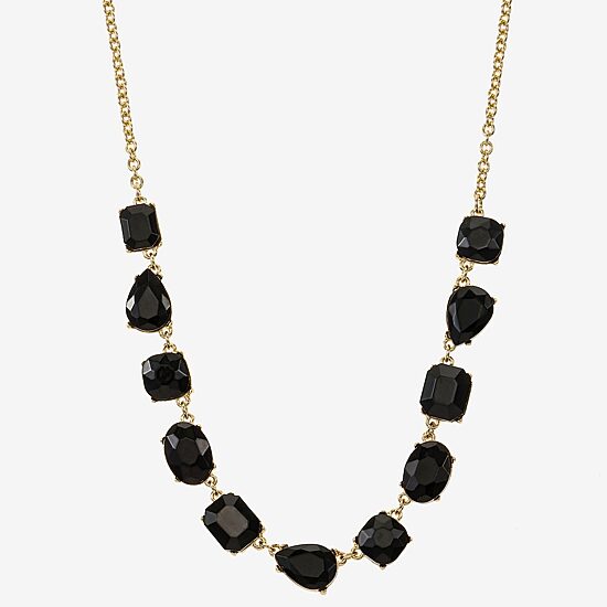 Monet Jewelry Womens Black 17 Inch Collar Necklace