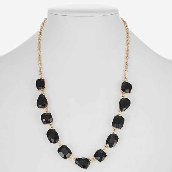 Monet Jewelry Womens Black 17 Inch Collar Necklace