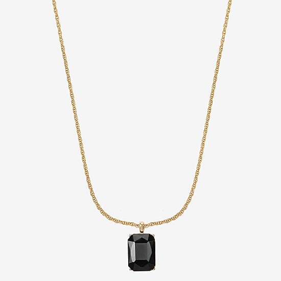Monet Jewelry Womens Black Glass 17 Inch Pendant Necklace