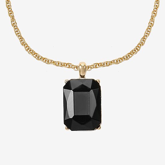 Monet Jewelry Womens Black Glass 17 Inch Pendant Necklace