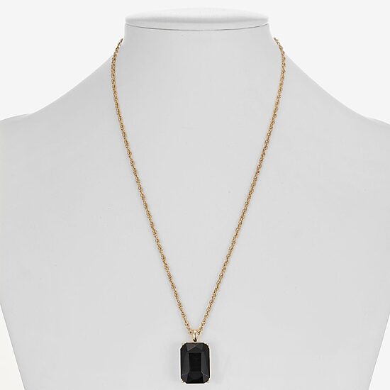 Monet Jewelry Womens Black Glass 17 Inch Pendant Necklace