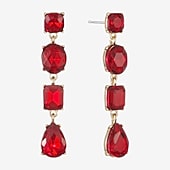 Monet Jewelry Womens Red Glass Oval Pear Hypoallergenic Drop Earrings