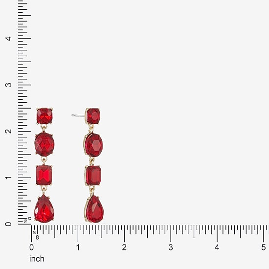 Monet Jewelry Womens Red Glass Oval Pear Hypoallergenic Drop Earrings