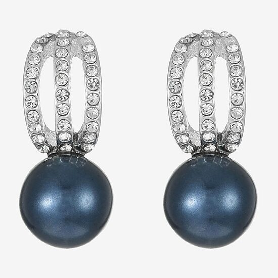 Monet Jewelry Womens Glass Simulated Pearl Round Hypoallergenic Drop Earrings