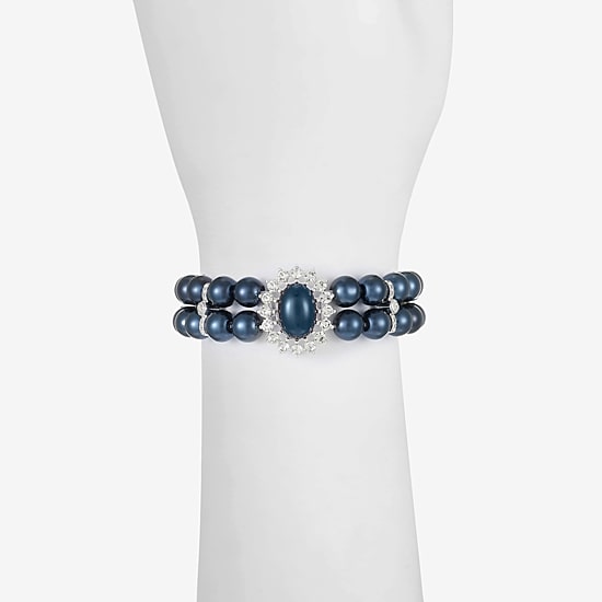 Monet Jewelry Womens Glass Simulated Pearl Round Stretch Bracelet