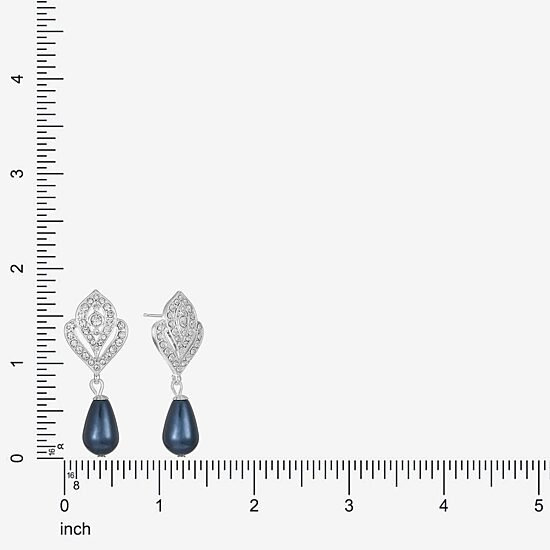 Monet Jewelry Womens Glass Simulated Pearl Hypoallergenic Drop Earrings