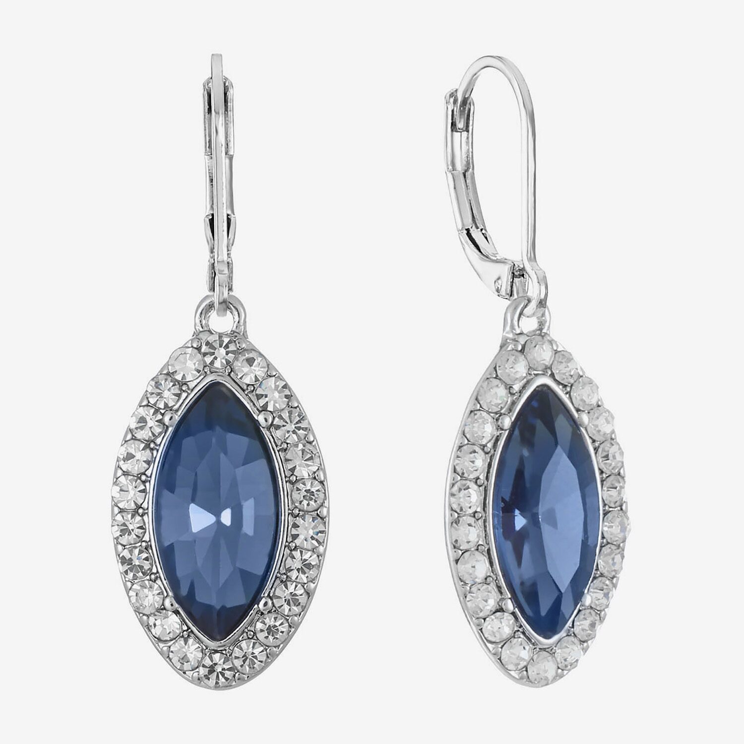 Monet Jewelry Womens Red Glass Marquise Drop Earrings