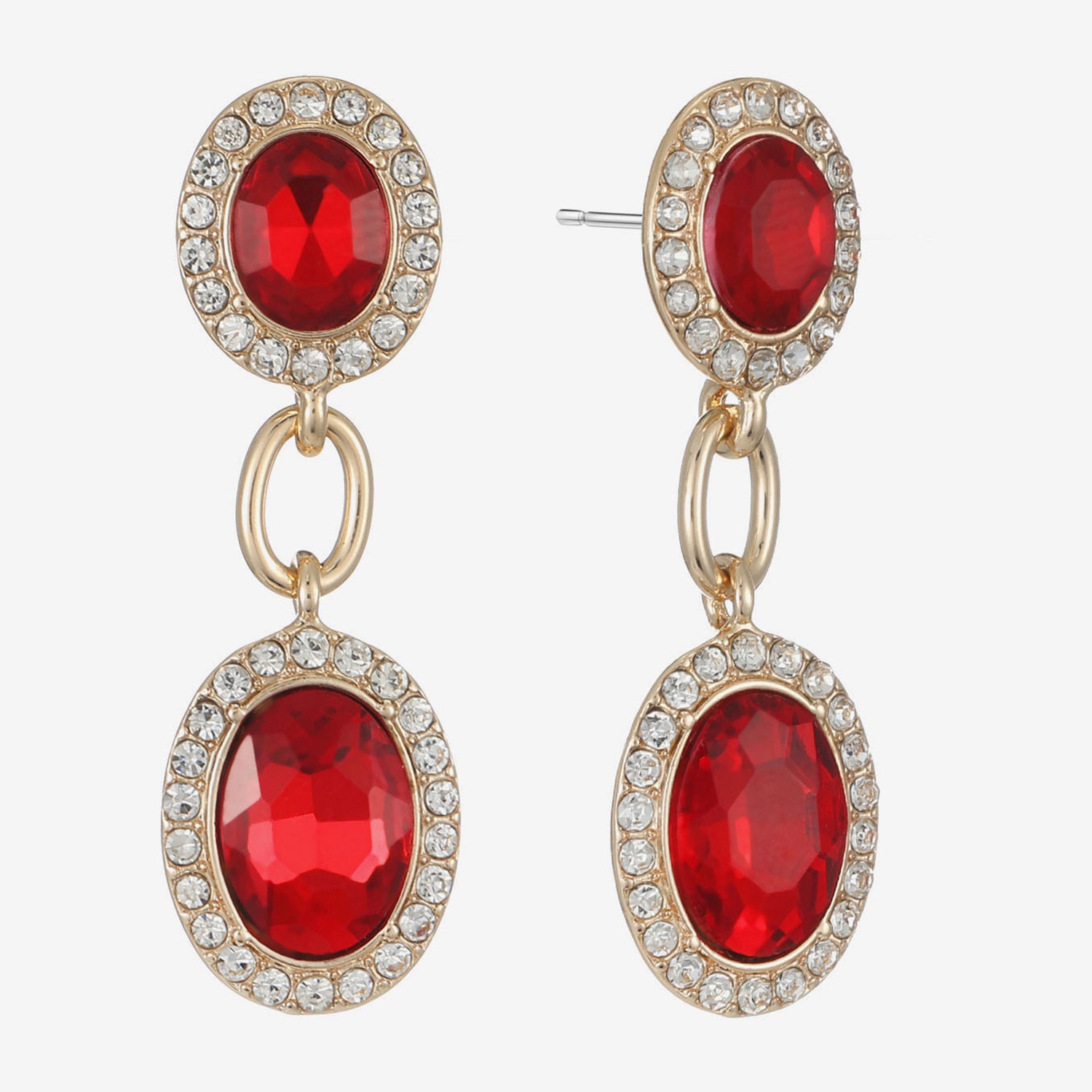 Monet Jewelry Womens Red Glass Oval Hypoallergenic Drop Earrings