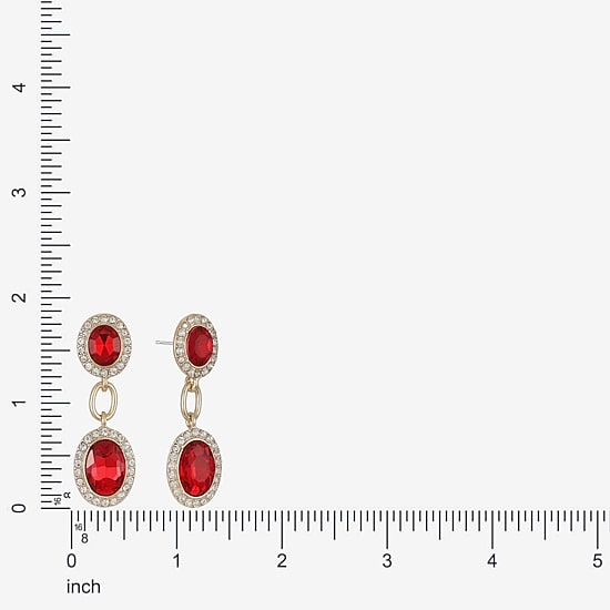 Monet Jewelry Womens Red Glass Oval Hypoallergenic Drop Earrings
