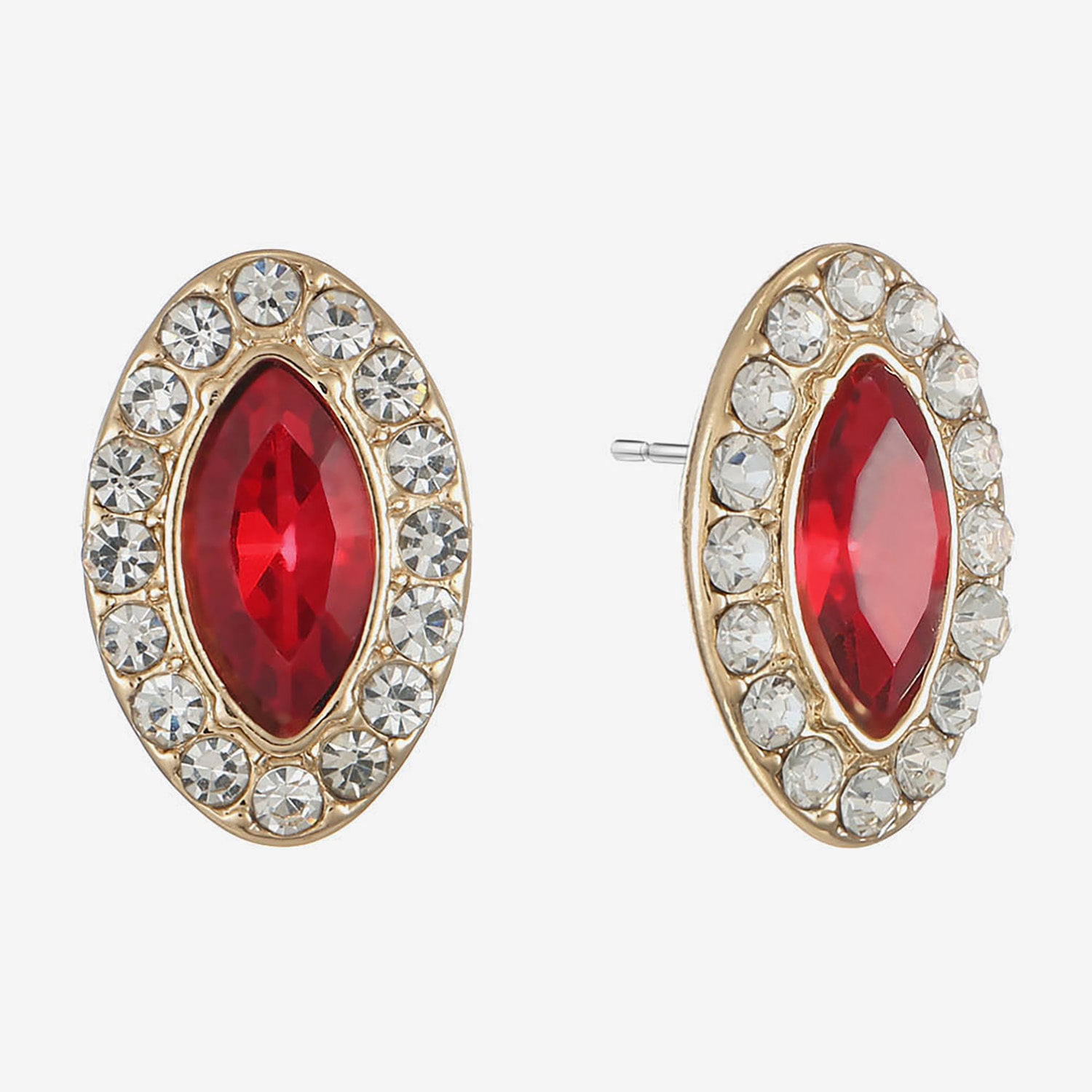 Monet Jewelry Red Glass 17mm Marquise Stud Earrings