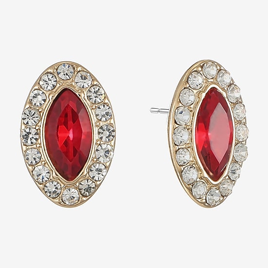 Monet Jewelry Red Glass 17mm Marquise Stud Earrings