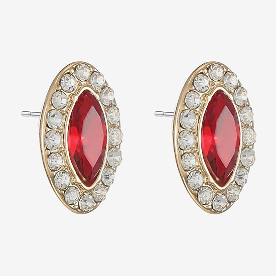Monet Jewelry Red Glass 17mm Marquise Stud Earrings