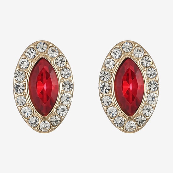 Monet Jewelry Red Glass 17mm Marquise Stud Earrings