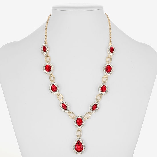 Monet Jewelry Womens Red Glass 17 Inch Y Necklace