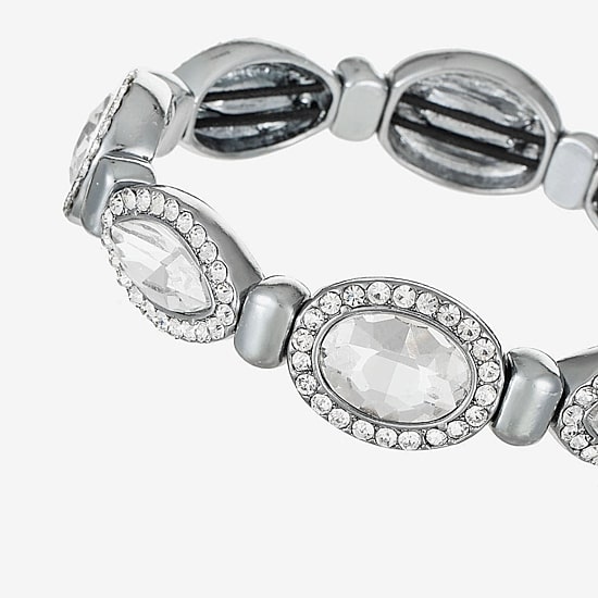 Monet Jewelry Womens Red Glass Oval Stretch Bracelet