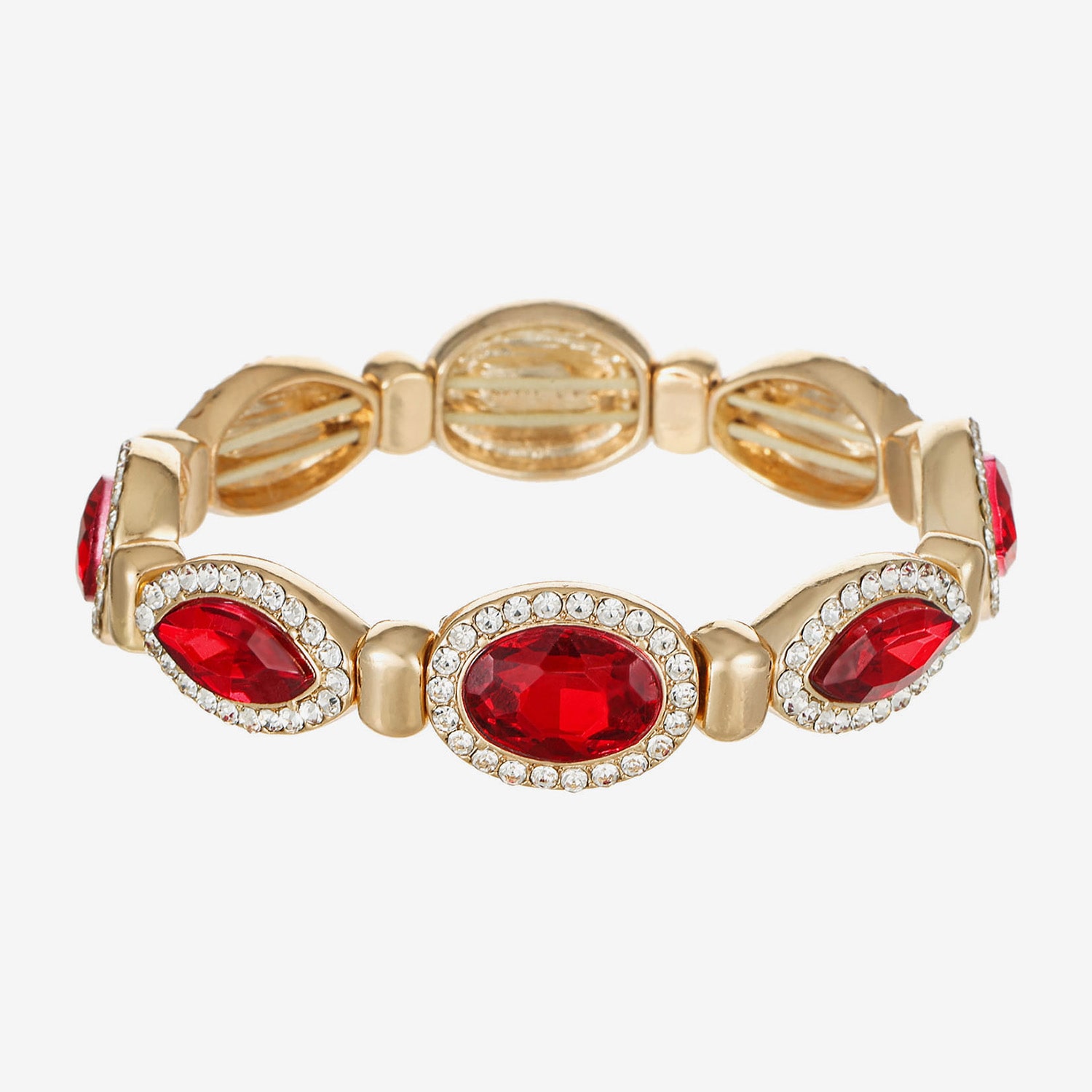 Monet Jewelry Womens Red Glass Oval Stretch Bracelet